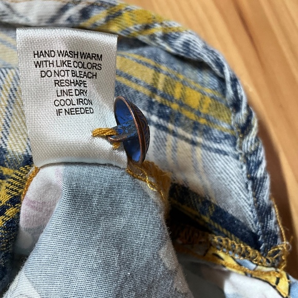 ARATTA SILENT JOURNEY Cotton Blend Button Front Mixed Print Shirt Roll Tab Sz L - Picture 9 of 13